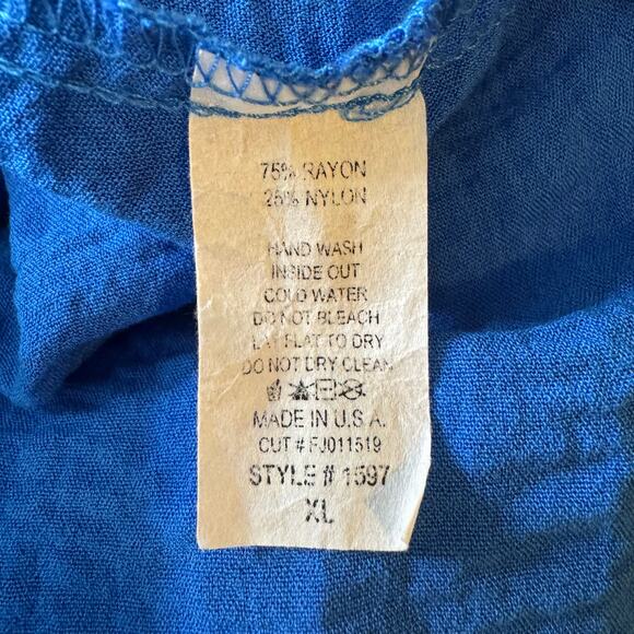 Yushi Size XL Made in USA Blue Large Buttons Lagen Look Blouse - Picture 7 of 7
